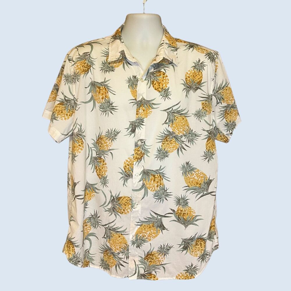 Bonobos Men's  Pineapple Riviera Short Sleeve Button-Up Shirt | Standard Fit XL